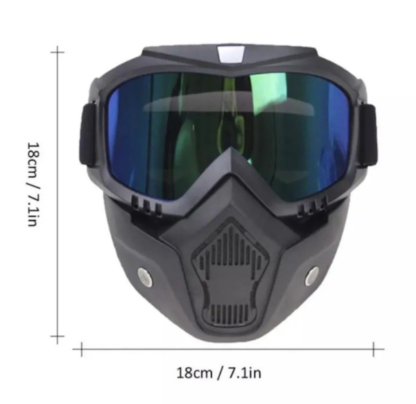 2 In 1 Motorcycle Bike Detachable Helmet Goggles Mask Blue Mercury - Image 2