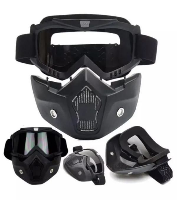 2 In 1 Motorcycle Bike Detachable Helmet Goggles Mask Blue Mercury - Image 3